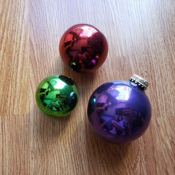Lot of 41 Glass Christmas Ornaments Round Assorted Multicolor Shiny Large Small - Picture 2 of 3